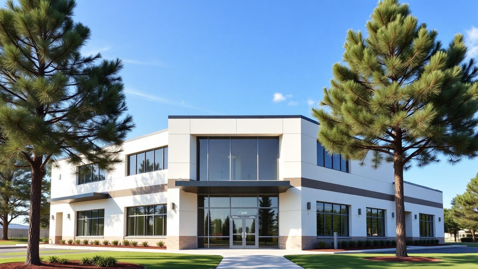 Modern Adjusting Experts office building in Georgia surrounded by pine trees